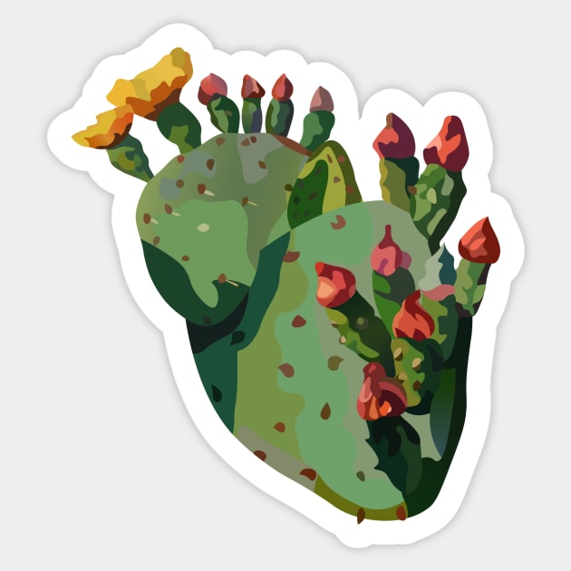 Corazón Nopal - Heart Cactus Sticker by emiliapapaya